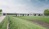 Fietsbrug Cuijk-Mook gezien vanaf Cuijk (artist impression van Quist Wintermans Architekten)