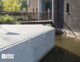 Bosch Beton - Keerwanden zijn toegepast langs het water en bij loopbrug
