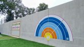 Target op een keerwand als onderdeel van het beweegpark